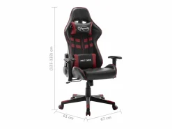 vidaxl Silla Gaming|Silla de gaming de cuero sintético negro y tinto