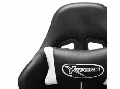vidaxl Silla de gaming de cuero sintético y blanco Negro Discount