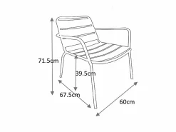 MYLIA Silla de jardín apilable de metal - - MIRMANDE de Beige Discount