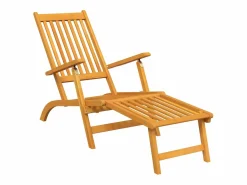 Tumbona|Silla de jardín con reposapiés y mesita madera maciza de acacia ES879825