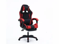 Concept-Usine Silla de Juego de Oficina Ergonómica Reclinable Negro y Rojo con Reposapiés y Cojines Negro / Rojo Outlet