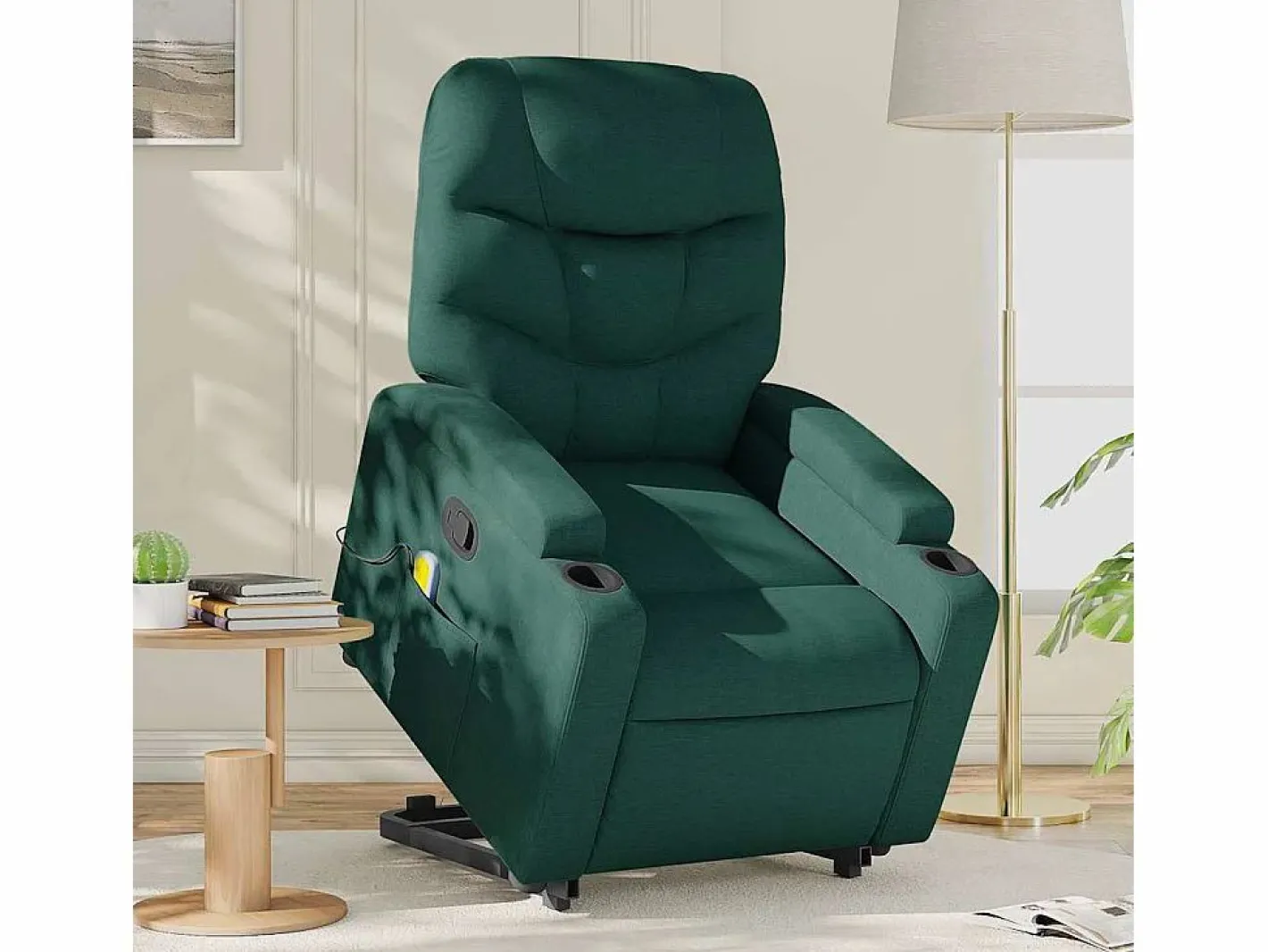 Sillón De Masaje|Silla de masaje reclinable de pie de tela verde oscura SHL2214