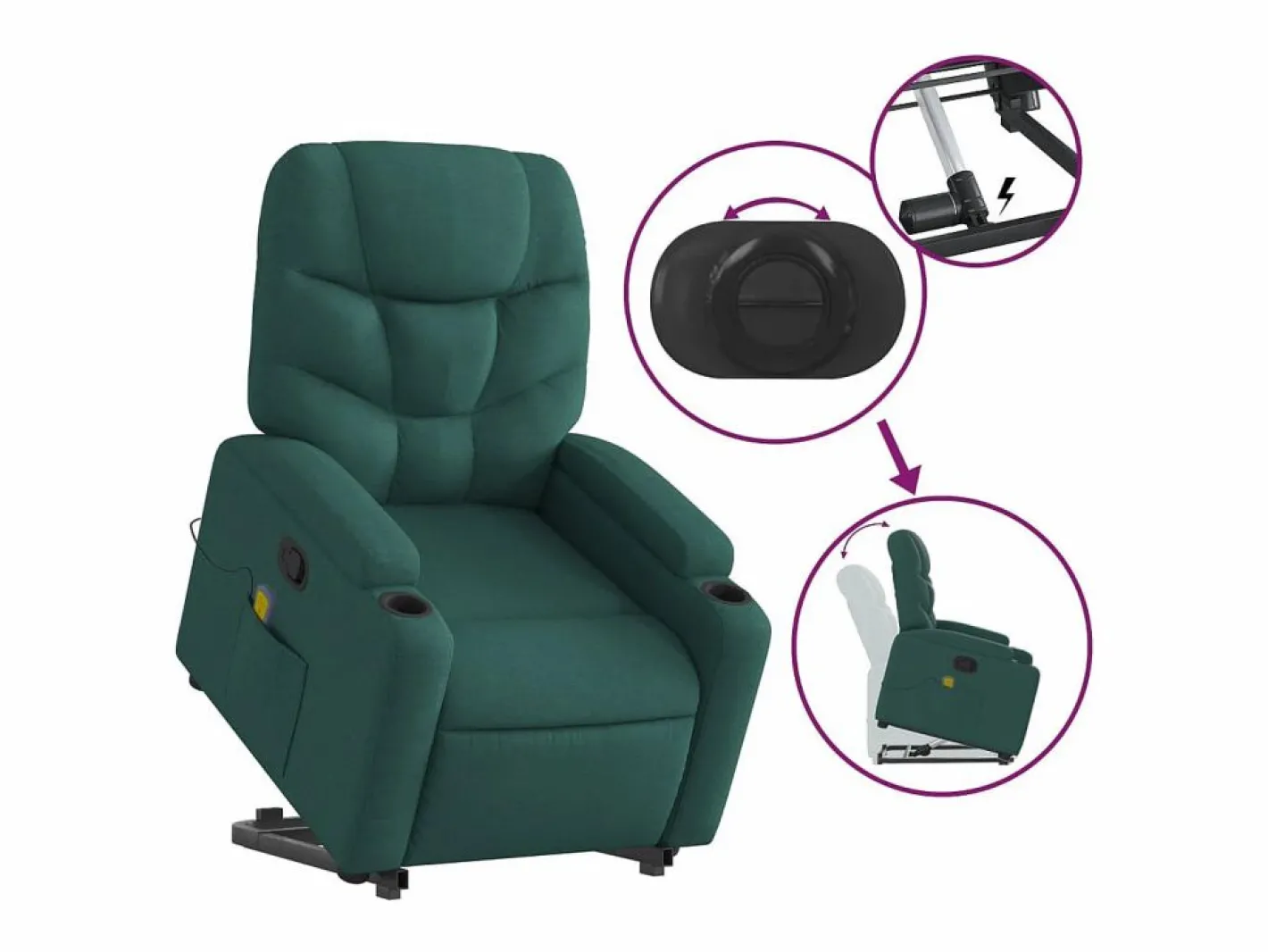 Sillón De Masaje|Silla de masaje reclinable de pie de tela verde oscura SHL2214