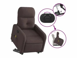 Silla de masaje reclinable de pie de tela marrón oscuro SHL8485 Marru00f3n Hot