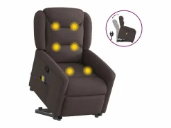Silla de masaje reclinable de pie de tela marrón oscuro SHL6747 Marru00f3n Discount
