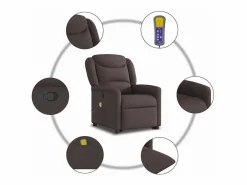 Silla de masaje reclinable de pie de tela marrón oscuro SHL6747 Marru00f3n Discount