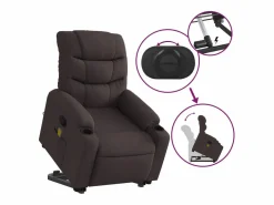 Silla de masaje reclinable de pie de tela marrón oscuro SHL5258 Marru00f3n Best