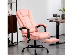 Silla De Escritorio|Silla de oficina con masaje de 7 puntos, ergonómica, piel sintética, color (67x67x121cm)