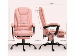 Silla De Escritorio|Silla de oficina con masaje de 7 puntos, ergonómica, piel sintética, color (67x67x121cm)