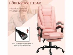 Silla De Escritorio|Silla de oficina con masaje de 7 puntos, ergonómica, piel sintética, color (67x67x121cm)