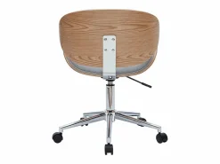 Miliboo Silla De Oficina|Silla de oficina con ruedas diseño en tela claro, madera clara y acero cromado WALNUT
