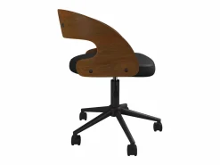Rendez-Vous Déco Silla de oficina con ruedas en madera oscura y PU - Louis Negro New