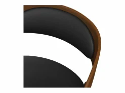 Rendez-Vous Déco Silla de oficina con ruedas en madera oscura y PU - Louis Negro New
