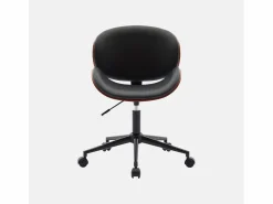 Sweeek Silla De Oficina|Silla de oficina con ruedas, madera curvada y acabado en polipiel