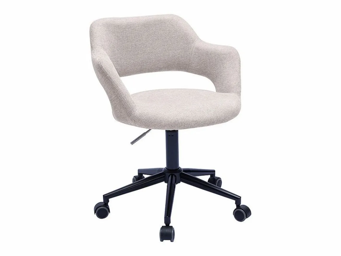 Miliboo Silla de oficina con ruedas de diseño en tela de terciopelo y metal negro JESSY Beige Best