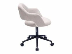 Miliboo Silla de oficina con ruedas de diseño en tela de terciopelo y metal negro JESSY Beige Best
