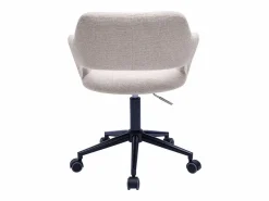 Miliboo Silla de oficina con ruedas de diseño en tela de terciopelo y metal negro JESSY Beige Best