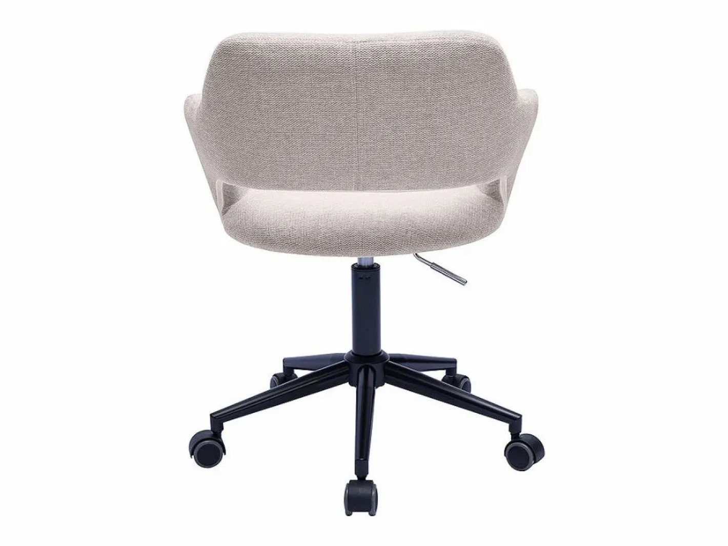 Miliboo Silla de oficina con ruedas de diseño en tela de terciopelo y metal negro JESSY Beige Best