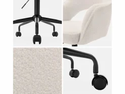 Silla de oficina con ruedas en borreguito y base negra^Sweeek Sale