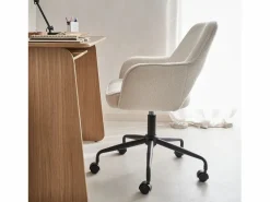 Silla de oficina con ruedas en borreguito y base negra^Sweeek Sale