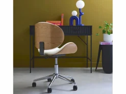 Sweeek Silla De Oficina|Silla de oficina con ruedas, madera curvada y acabado en polipiel