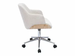 Miliboo Silla de oficina con ruedas de tela chenilla , madera clara y metal cromado EARL Beige Sale