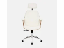 Sweeek Silla De Oficina|Silla de oficina con ruedas, madera curvada y acabado en polipiel