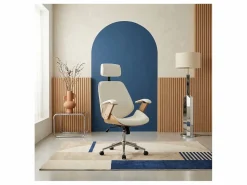 Sweeek Silla De Oficina|Silla de oficina con ruedas, madera curvada y acabado en polipiel