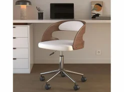 Rendez-Vous Déco Silla De Escritorio|Silla de oficina con ruedas en madera y PU - Louis
