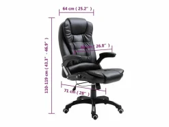 vidaxl Silla de oficina de cuero sintético negra Negro Online