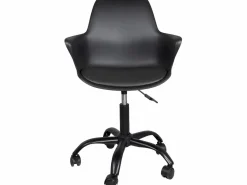 Silla de oficina de diseño, asiento con cojín y reposabrazos integrados, altura ajustable, giratorio, base de metal, ruedas suaves MOTO^Kayelles Online