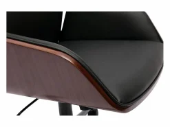 Silla de oficina de diseño negra con ruedas, madera oscura y metal MARLOW^Miliboo Discount