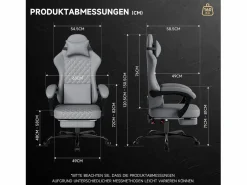 Hauss Spole Silla De Oficina|Silla de oficina de masaje con reposapiés - Silla gaming de piel sintética - Color negro