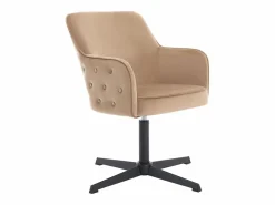 Vente-unique Silla De Escritorio|Silla de oficina de terciopelo y metal negro - CAPULI