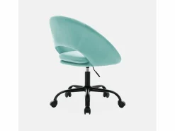 Silla de oficina de terciopelo con ruedas celeste^Sweeek Online