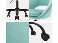 Silla de oficina de terciopelo con ruedas celeste^Sweeek Online