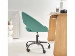 Silla de oficina de terciopelo con ruedas celeste^Sweeek Online