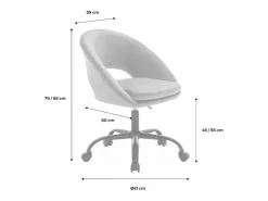 Silla de oficina de terciopelo con ruedas celeste^Sweeek Online