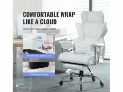 Silla de Oficina Ejecutiva SucceBuy, Reclinable con Reposapiés y Balanceo de 90 a 120° Blanco Clearance