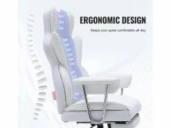 Silla de Oficina Ejecutiva SucceBuy, Reclinable con Reposapiés y Balanceo de 90 a 120° Blanco Clearance