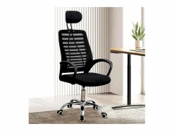 Habitat et jardin Silla de oficina ergonómica "Sébastien" de altura regulable con reposacabezas - Negra Negro Online