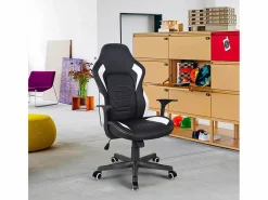 FRANCHINISHOP Silla Gaming|Silla de oficina ergonómica en símil piel Aragon racing sport style
