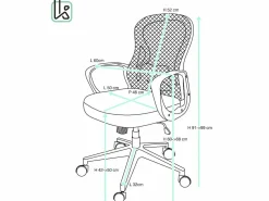 Kayelles Silla De Escritorio|Silla de oficina ergonómica, asiento de malla reclinable, soporte lumbar, altura ajustable, giratorio, ruedas suaves FEST