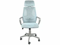 Silla de oficina ergonómica, asiento de tejido Mesh reclinable, reposacabezas, altura regulable, giratoria, soporte lumbar, ruedas suaves FAMA+^Kayelles Sale