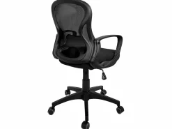 Kayelles Silla de oficina ergonómica, asiento de malla reclinable, soporte lumbar, altura ajustable, giratorio, ruedas suaves FEST Negro Clearance