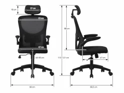 ML-DESIGN Silla de oficina ergonomica, asiento ordenador regulable con reposacabezas Negro Clearance