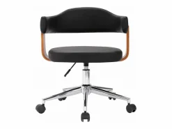 Silla De Escritorio|Silla de oficina giratoria madera curvada cuero sintético ES18554