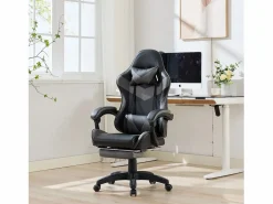 Silla de oficina giratoria con función de masaje en piel sintética - Altura regulable - Negro y^Hauss Spole New