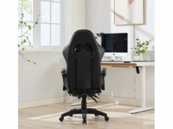 Silla de oficina giratoria con función de masaje en piel sintética - Altura regulable - Negro y^Hauss Spole New