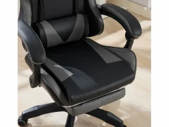 Silla de oficina giratoria con función de masaje en piel sintética - Altura regulable - Negro y^Hauss Spole New